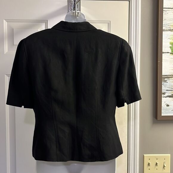 Ann Taylor Linen Blend Short Sleeve Button Front V-Neck Lined Blazer- 8P - Picture 8 of 15